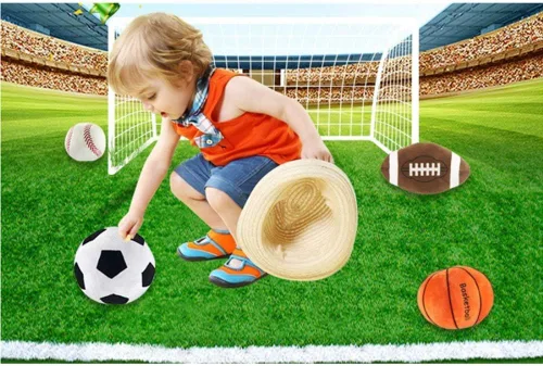 Miniatura 5 de Almohada de felpa de fútbol de 11 pulgadas, almohada de peluche esponjosa, almohada de pelota deportiva, suave y duradera, juguete deportivo