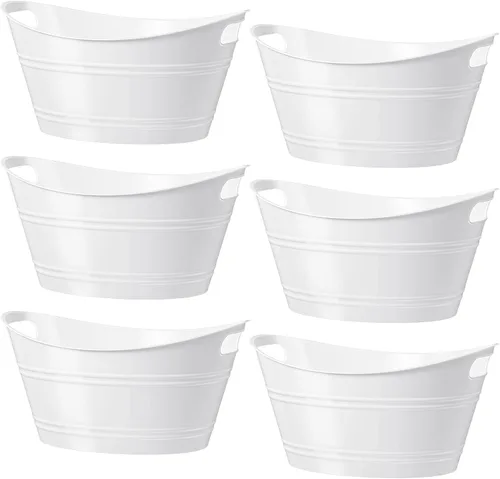 Miniatura 16 de Patelai 6 Piezas Cubetas de Hielo Pack, Cubetas de Hielo de Plástico con Asas, Tina de Almacenamiento Ovalada, Recipiente de Bebidas de Gran