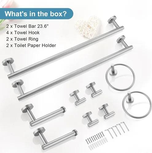 Miniatura 7 de TQKAG Juego de Accesorios de Ferretería de Baño de Níquel Cepillado - Juego de 10 Piezas Premium de Acero Inoxidable SUS304 con Barras Portatollas