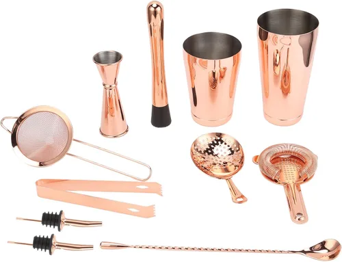 Miniatura 3 de Juego de coctelera de 11 piezas, kit de camarero, juego de coctelera de Martini y colador, juego de herramientas de barra de cóctel colador de acero