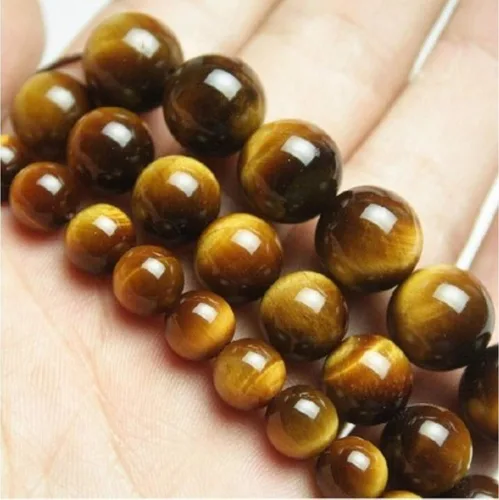 Cuentas redondas de ojo de tigre amarillo, de grado AAA de 0.157 in a 0.551 in, piedras preciosas amarillas para hacer joyas (HY2), 4mm