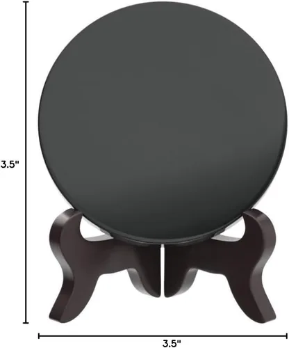 Miniatura 9 de Polar Jade Espejo de adivinación de obsidiana negra (3.543 in / 3.5 pulgadas con soporte de madera)