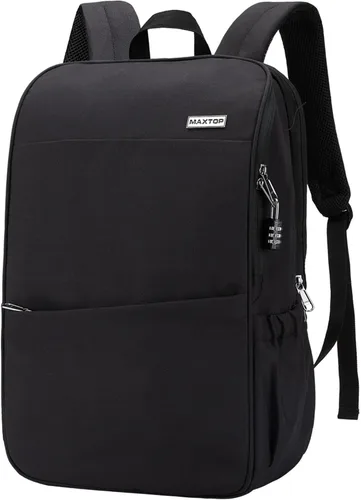 Miniatura 15 de MAXTOP Mochila para computadora portátil de viaje, mochilas de negocios con puerto de carga USB, resistente al agua, mochila para escuela y Negro