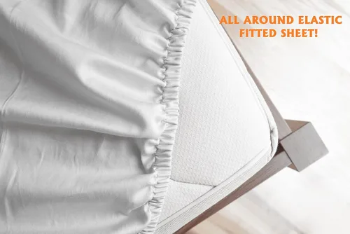 Miniatura 4 de Elegant Comfort Lujosa sábana bajera de 1500 hilos de calidad egipcia resistente a las arrugas, 1 pieza, elástico en todo el contorno, bolsillo