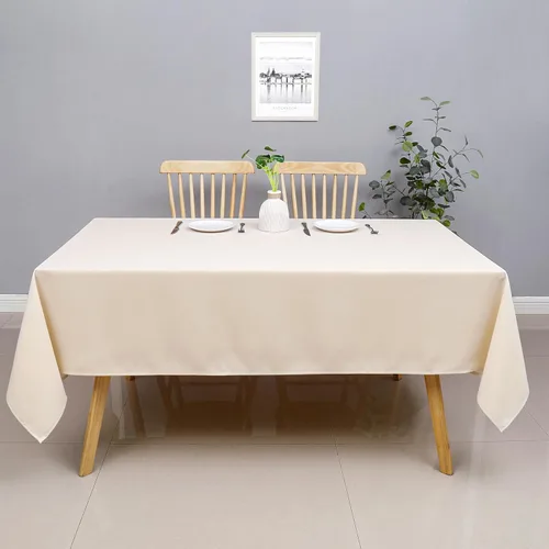 Miniatura 6 de Wewoch Mantel rectangular beige resistente al agua lavable de poliéster para comedor, cocina, fiestas, bodas y uso al aire libre, 52 x 70 pulgadas
