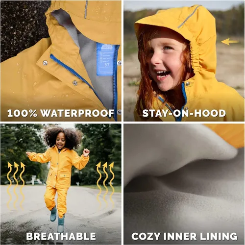 Miniatura 5 de JAN & JUL Chaqueta impermeable acogedora para niños con forro polar