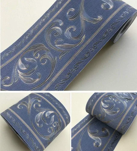 Miniatura 4 de UPREDO Papel tapiz decorativo 3D con moldura floral, borde impermeable para pared, techo, para baño, cocina, azulejos en muro, 4 pulgadas por 16.4