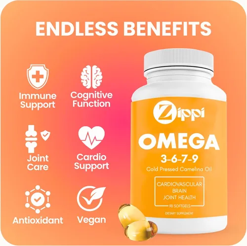 Miniatura 5 de Zippi Omega 3-6-7-9 Camelina Softgels - Suplemento de ácidos grasos Omega 3-6-7-9 a base de plantas Ayuda a apoyar el cerebro, hígado