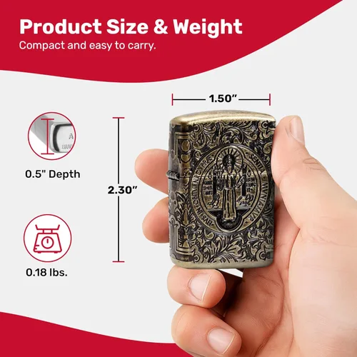 Miniatura 3 de Zippo - Encendedor de bolsillo cruzado Armadura San Benito Latón
