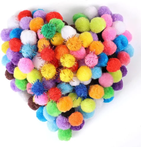 Miniatura 13 de Pllieay 160 pompones con bolas brillantes para decoraciones de Pascua, pompones negros de 1 pulgada para manualidades, decoración del hogar del día