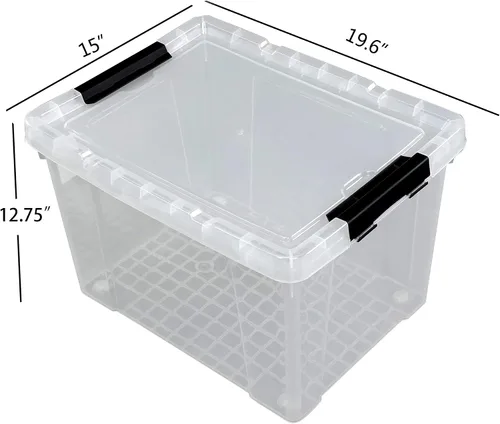 Miniatura 3 de Ggbin Caja de almacenamiento de plástico transparente de 50 cuartos de galón con tapa, 4 paquetes.