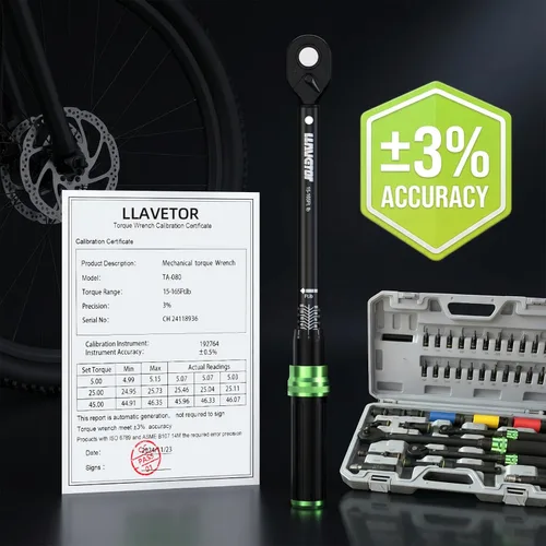 Miniatura 5 de Juego de llave dinamométrica, kit de 41 piezas con transmisión de 1/4, 3/8, 1/2, con zócalos y extensiones, precisión de ±3%, doble escala, acero