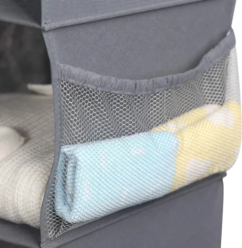 Miniatura 6 de MAX Houser Organizador de armario colgante de 4 estantes, ahorro de espacio, estantes colgantes de tela con 2 bolsillos laterales, plegable (gris)