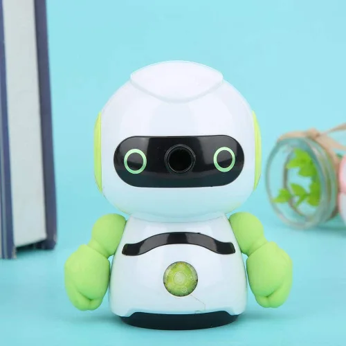 Miniatura 2 de Sacapuntas robot verde, sacapuntas manual, sacapuntas de mano de larga duración, mano de obra fina, suministros escolares, sacapuntas