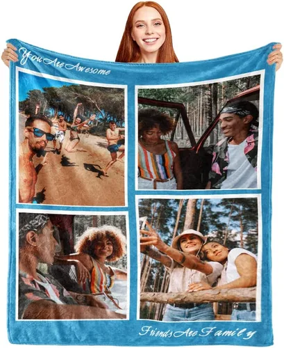 Miniatura 15 de ShineSand Manta personalizada con foto, manta de fotos personalizada con texto de nombre, manta divertida personalizada, manta de forro polar
