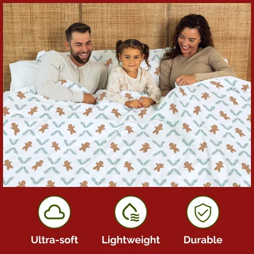 Miniatura 3 de Juego de funda de edredón de Navidad tamaño individual, funda de edredón extra suave con 1 funda de almohada, ropa de cama navideña con cierres