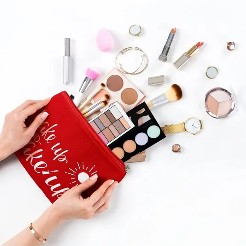 Miniatura 3 de Weewooday 16 paquetes de bolsas de maquillaje a granel multicolor divertidas de lona, bolsas de cosméticos para viajes, bolsas inspiradoras