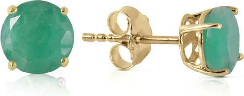 Aretes de oro amarillo macizo de 14 quilates con esmeralda de 0.95 quilates "Spring Doesn't Fade"