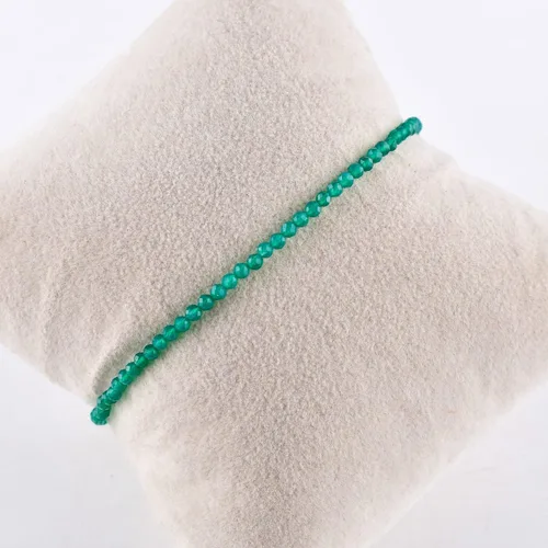 Miniatura 22 de Natural Gemstone Micro Round Beads Dainty Choker Bangle Bracelet, Handmade Jewelry for Women, Healing Chakra Crystals Silver Plated Chain 8 inch