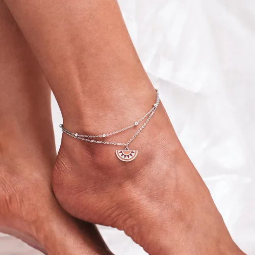 Miniatura 49 de CHIC & ARTSY Tobilleras de plata de ley S925 para mujer, pulsera de tobillo ajustable multicapa para playa, joyería de verano para mujer, de 10 a 11