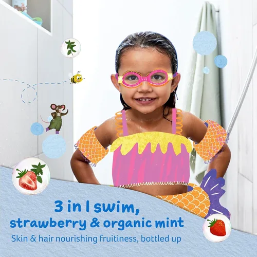 Miniatura 4 de Childs Farm, Bañador 3 en 1 para niños, fresa y menta orgánica, champú y acondicionador, adecuado para pieles secas, sensibles y propensas al