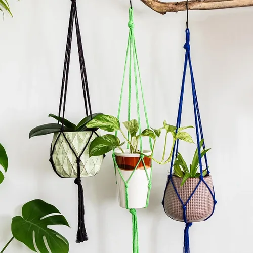 Miniatura 6 de Cordón de algodón macramé 5mmx109 yardas 4 hebras, Munzong Natural hecho a mano 4 cuerdas de algodón trenzadas para colgar en la pared, tejido