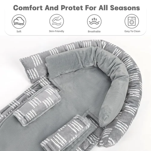 Miniatura 4 de Inserto de asiento de automóvil para bebé, soporte para la cabeza y el cuerpo del asiento de automóvil con 2 almohadillas para correa, cojín ultra