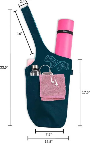Miniatura 3 de Bolsa para esterilla de yoga: bolsa de yoga versátil con correas para alfombrilla y bolsillos de almacenamiento, sostiene esterillas de yoga y Verde