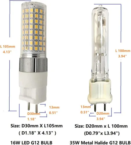 Miniatura 4 de G12 - Bombilla LED de cerámica de maíz de 16 W, bombilla LED G12 de 4000 K, equivalente a blanco natural, lámpara de incienso de 200 W, bombilla