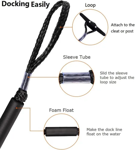 Miniatura 3 de Líneas de muelle elástico para barco, cuerda de amarre para barcos, accesorios de barco, cuerdas de acoplamiento PWC para barcos, pontón, moto