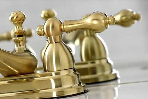 Miniatura 2 de Kingston Brass KS3607AL Restoration - Grifo de baño central de 4 pulgadas, latón cepillado, 6.38 x 4.5 x 3.06