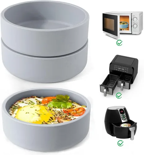 Miniatura 9 de 3 piezas ZHYEEDAA Molde de huevo para freidora de aire, moldes de huevo de silicona, moldes reutilizables individuales para picaduras de huevo, olla