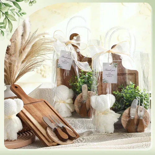 Miniatura 4 de Honeydak 49 Piezas Premios de Baby Shower para Jugadores de Juegos, 6 Juegos de Tabla de Quesos con Tenedor y Cuchillos, Posavasos, Toalla, Planta