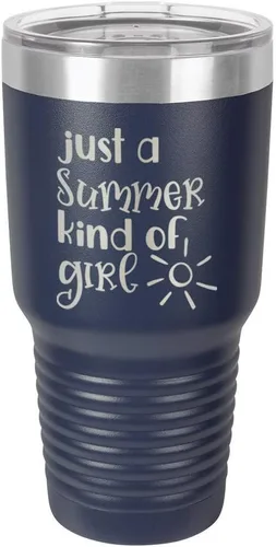 Miniatura 22 de JUST A SUMMER KIND OF GIRL Vaso de 30 oz con pajita y tapa superior deslizante Taza de viaje de acero inoxidable Comparar con Yeti Rambler