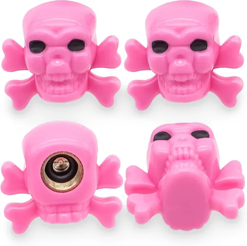 Miniatura 14 de 4 tapones de válvula de neumático estilo calavera, con anillo de goma O, cubiertas universales de vástago de válvula de neumático de núcleo de cobre