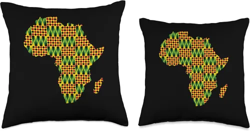Miniatura 3 de African Family Kente Clothing for Men women Kids Kente African Pride Traditional Ethnic Pattern Africa Map Throw Pillow, 16x16, Multicolor