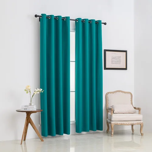 Miniatura 2 de Cortinas opacas verde azulado Pickluc con ojales de 84 pulgadas de largo 2 paneles, cortinas para ventana con bloqueo de luz para sala de estar