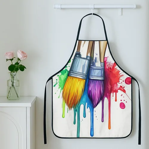 Miniatura 5 de Delantal artístico para pintar, colorido diseño de pinceladas para cocina, equipo de estudio de arte para adultos, suministros de arte de primavera