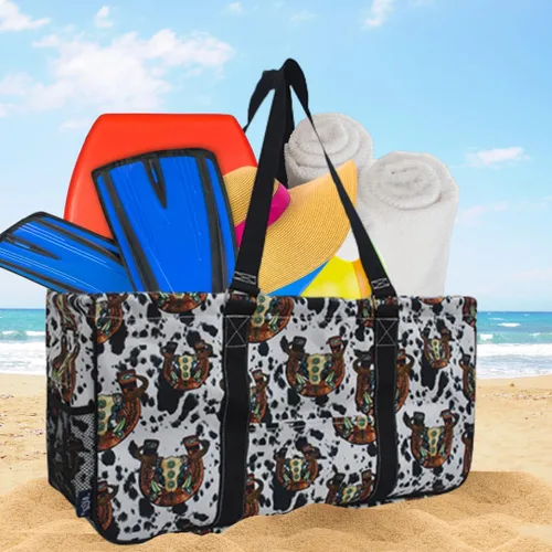 Miniatura 263 de NGIL Bolsa de comestibles reutilizable extra grande plegable de gran tamaño para comestibles, almacenamiento, picnic, playa, Bronco-negro occidental