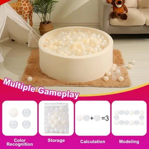 Miniatura 2 de Bolas de pozo de bolas Realhaha 50 100 200 500 Bolas de juego de plástico para bebés, niñas, niños pequeños, tienda de campaña, piscina, sala