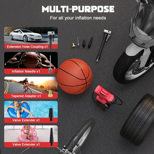 Miniatura 7 de Compresor de aire para inflador de neumáticos, compatible con batería Milwaukee de 18 V, bomba de aire eléctrica portátil inalámbrica LIVOWALNY