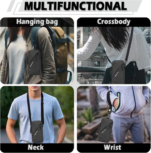 Miniatura 7 de Prime Comfort Funda para teléfono celular con correa cruzada ajustable, cordón para el cuello y correa para la muñeca, soporte para teléfono celular