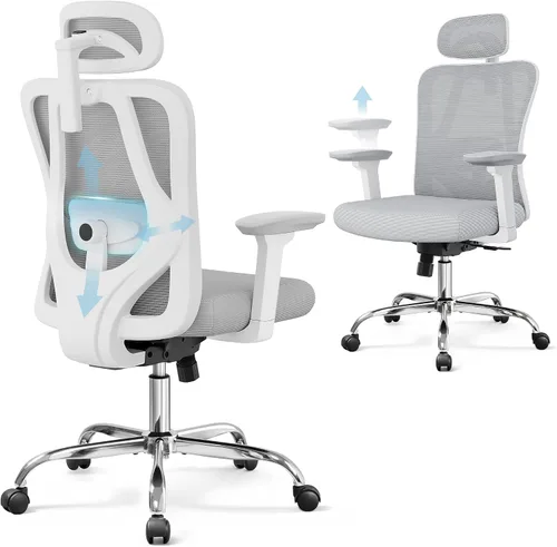Miniatura 9 de DEVAISE - Silla ergonómica de malla para oficina con reposacabezas 3D ajustable y función de inclinación, silla grande y alta reclinable y cómoda