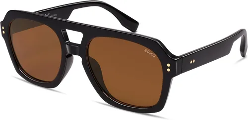 Miniatura 2 de SOJOS Lentes de sol polarizados retro gruesos estilo aviador para mujeres y hombres, gafas cuadradas de piloto grandes, modernas y audaces SJ2385