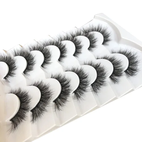 Miniatura 653 de Pooplunch - Pestañas postizas finas de visón sintético, estilo ojo de gato, naturales, cruzadas, tipo racimo, efecto 8D de volumen, tiras