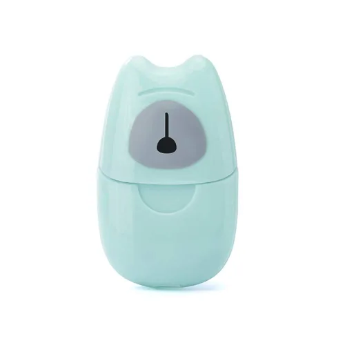 Miniatura 8 de KISEER 1 caja (50 hojas), mini hojas de papel de jabón portátil de viaje, desechables, para lavado de manos, baño, jabón de papel perfumado para Azul
