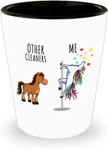 Unicorn Cleaner Shot Glass Other Me Funny Gift For Coworker Women Her Cute Office Birthday Present Magical Joke Quote Gag 1.5 Oz Shotglass