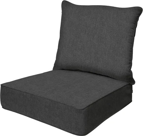 Miniatura 17 de Honeycomb Outdoor Heritage - Asiento profundo, 23 x 25 pulgadas, cojín para silla Cabana Stripe negro y marfil con funda extraíble, para muebles