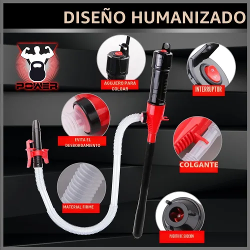 Miniatura 5 de SEDY Bomba manual eléctrica, bomba de transferencia portátil con batería, extractor de líquido de sifón multiusos para gasolina, diesel, combustible