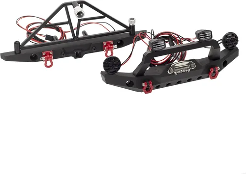 Miniatura 5 de Barra protectora de parachoques delantero/trasero anticolisión de aleación de aluminio con luces LED compatible con Axial SCX10 90046 TRX-4 SCX10